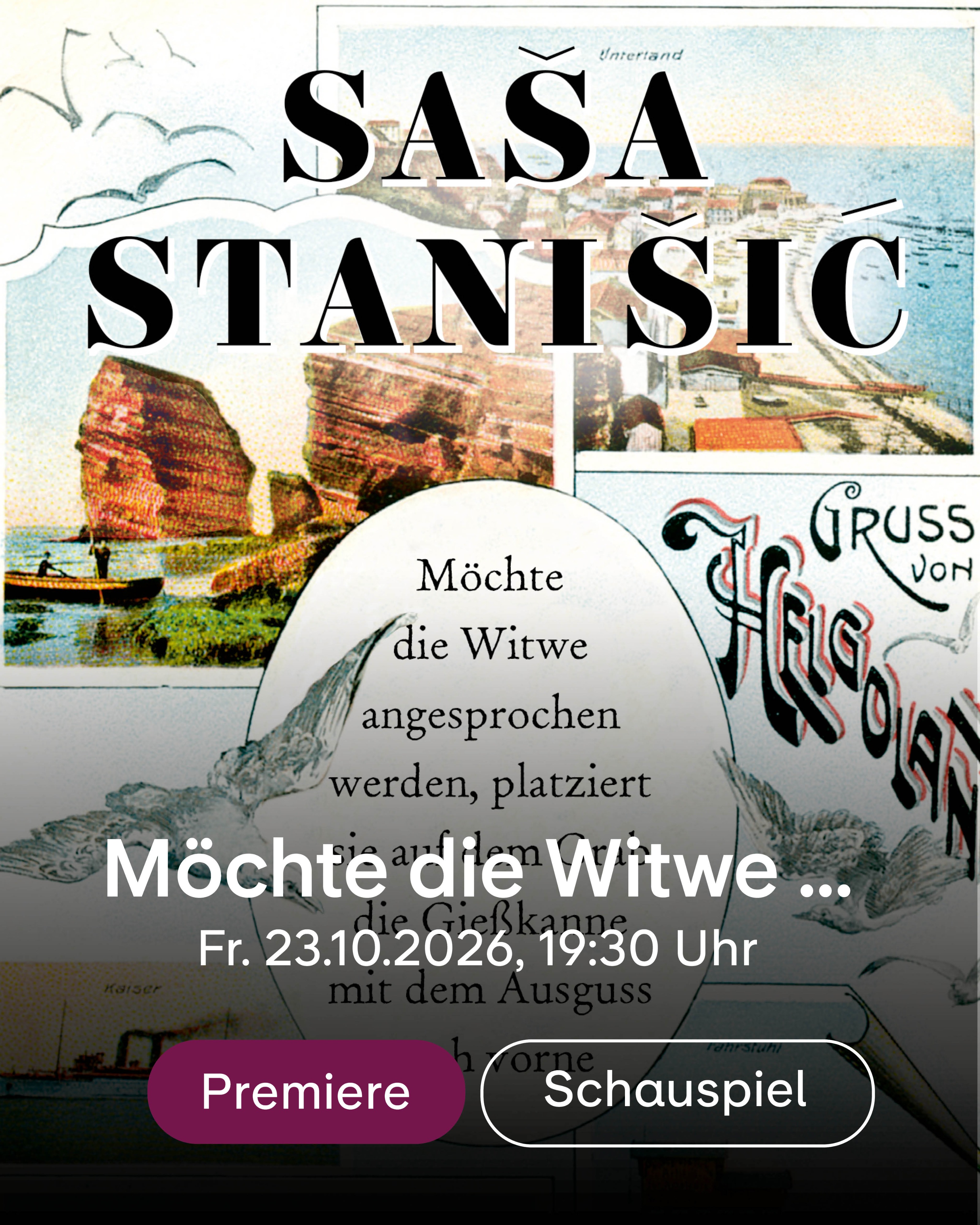 M&ouml;chte die Witwe... Fr. 23.10.2026, 19:30 Uhr, Premiere Schauspiel